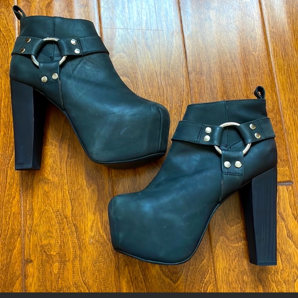 Jeffrey Campbell MoJo-Lita Black Washed Sliver Ankle Boots